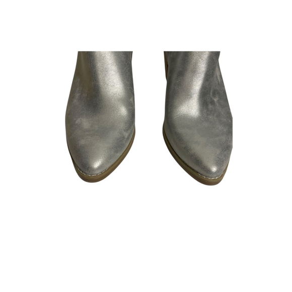 Size 10 Silver Block Heel Zip Pointed Toe Casual Ankle Boots Universal Thread - Picture 4 of 11